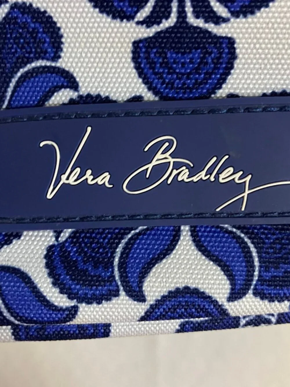Vera Bradley Cobalt Medallion Double Zip Cosmetic Bag Blue White Travel Pouch